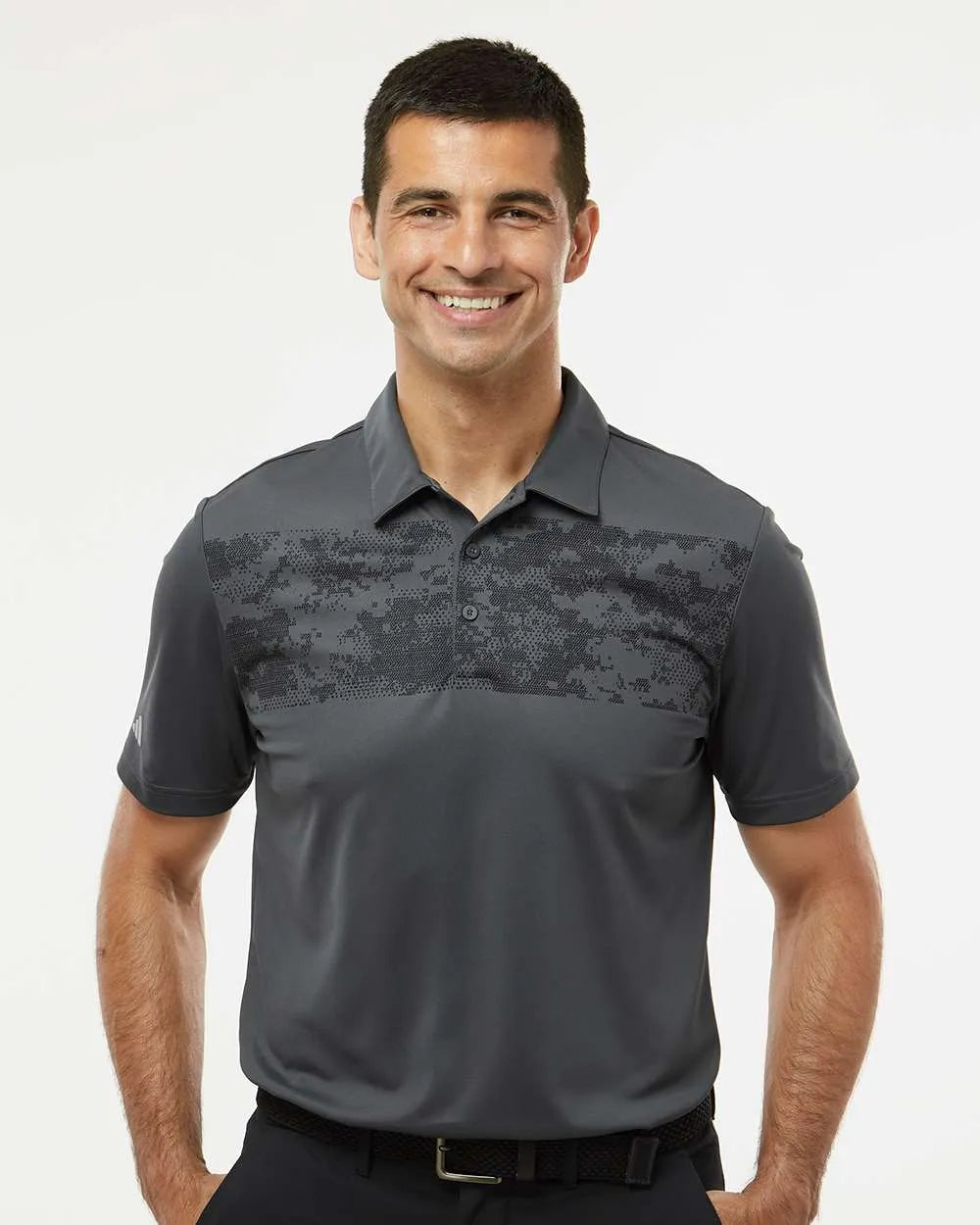 Camo Chest Print Polo grey six