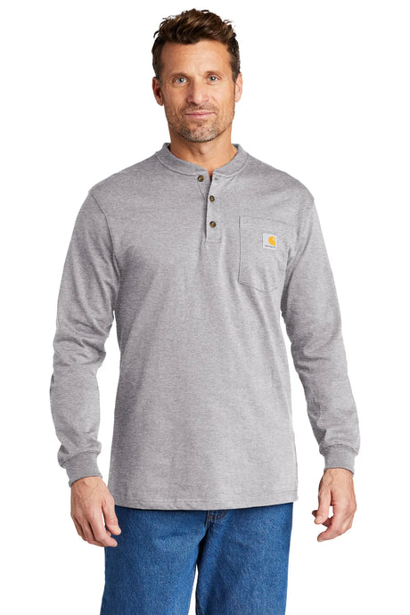 Carhartt® Long Sleeve Henley T-Shirt CTK128 heather grey