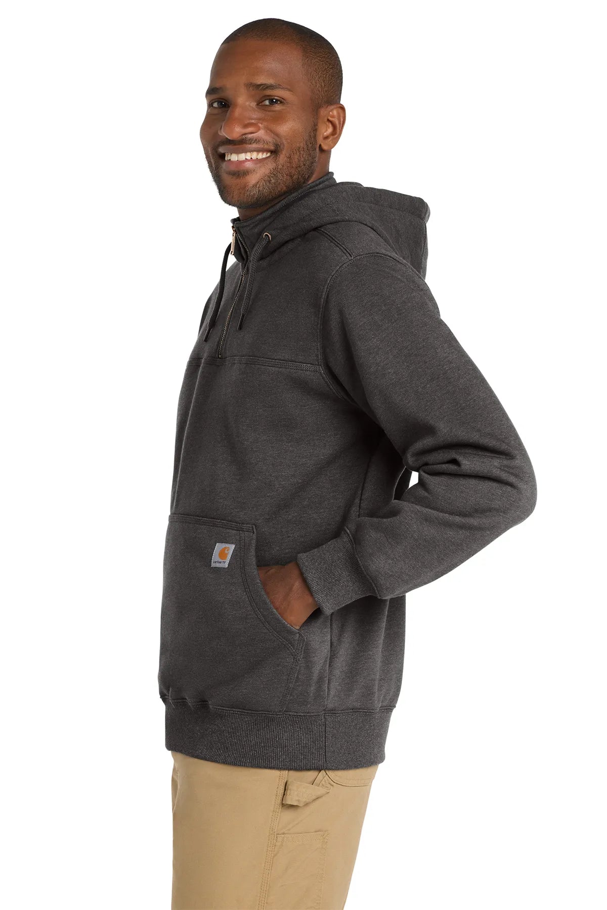 Carhartt ® Rain Defender ® Paxton Heavyweight Hooded Zip Mock Sweatshirt. CT100617 carbon heather