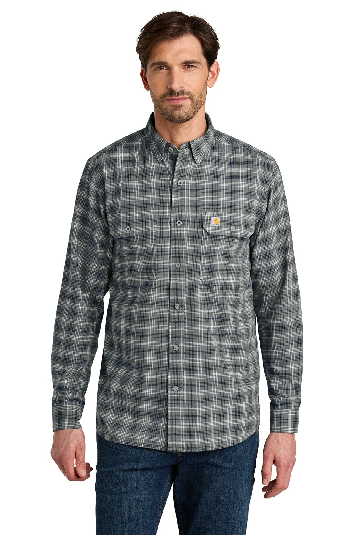 Carhartt ®  Rugged Flex ®  Plaid Long Sleeve Shirt CT107109 Plaid Steel Navy
