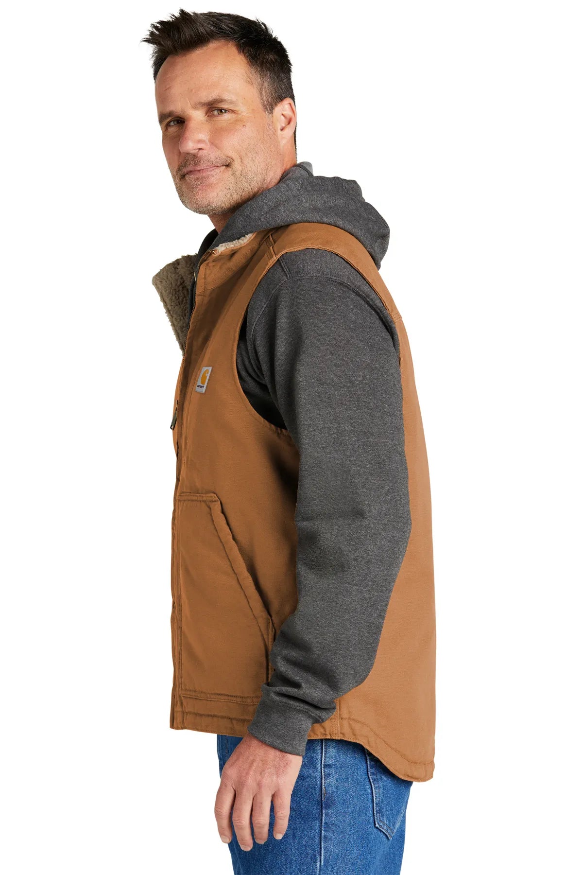 Carhartt® Sherpa-Lined Mock Neck Vest CT104277 carhartt brown_3