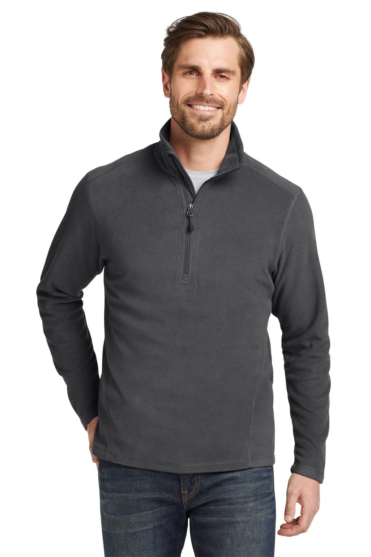 Eddie Bauer®1/2-Zip Microfleece Jacket. EB226 Grey Steel_1