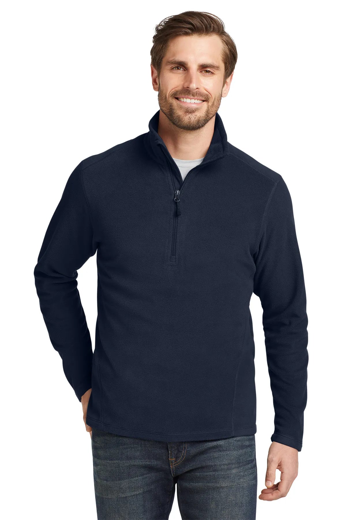 Eddie Bauer®1/2-Zip Microfleece Jacket. EB226 Navy_1