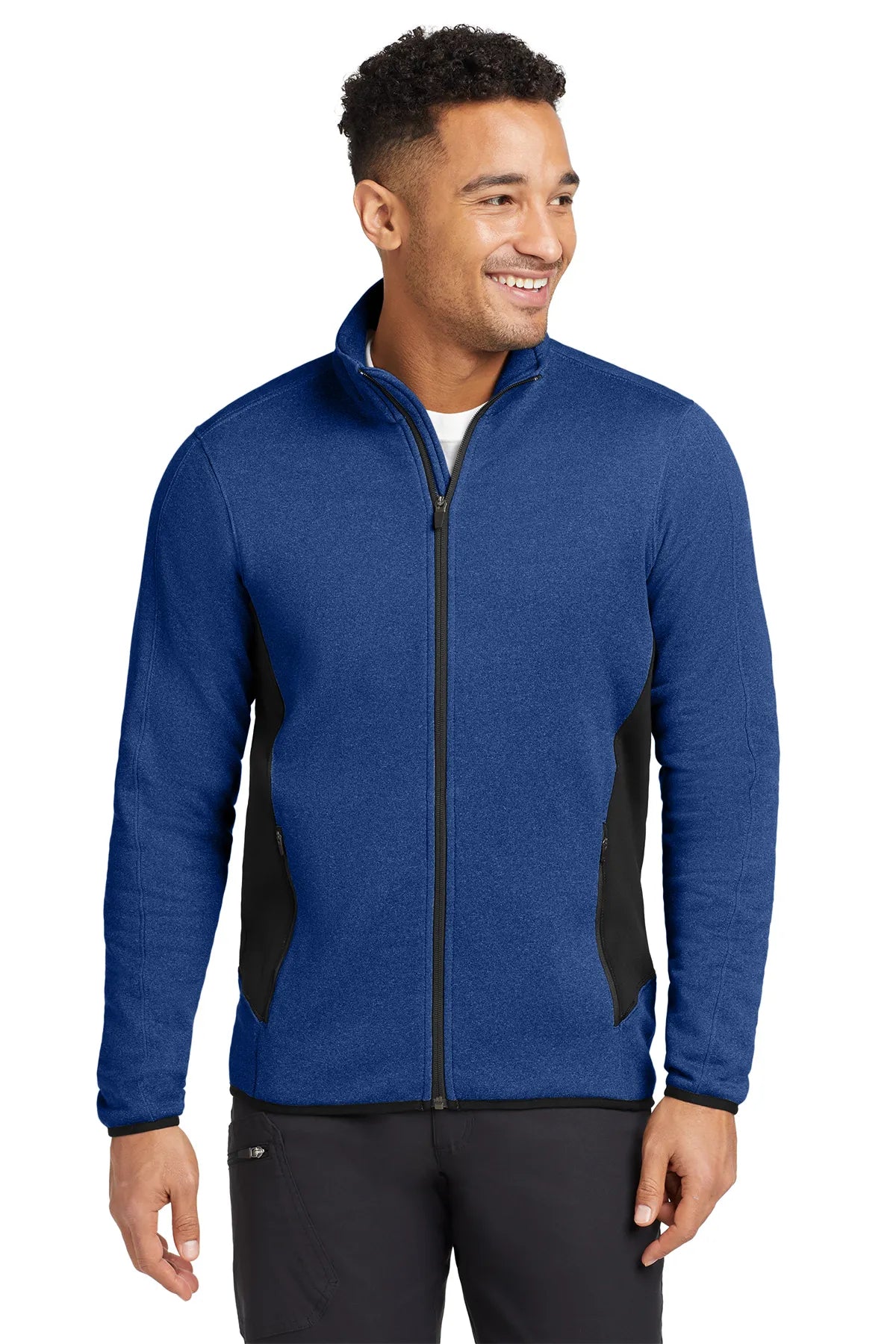 Eddie Bauer® Full-Zip Heather Stretch Fleece Jacket. EB238 Blue Heather_1