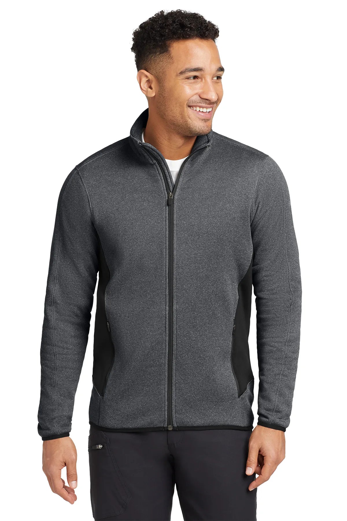 Eddie Bauer® Full-Zip Heather Stretch Fleece Jacket. EB238 Dark Charcoal Heather_1
