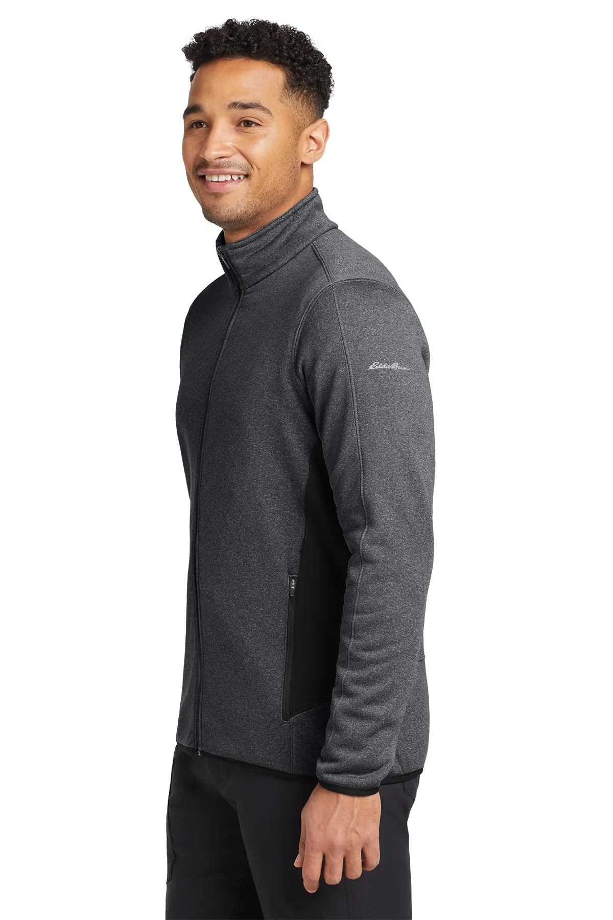 Eddie Bauer® Full-Zip Heather Stretch Fleece Jacket. EB238 Dark Charcoal Heather_3
