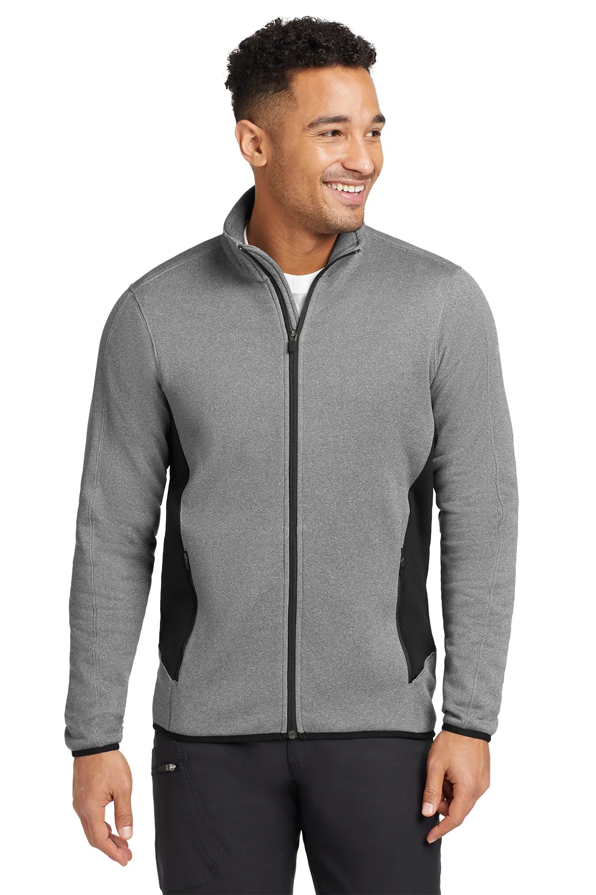 Eddie Bauer® Full-Zip Heather Stretch Fleece Jacket. EB238 Grey Heather_1