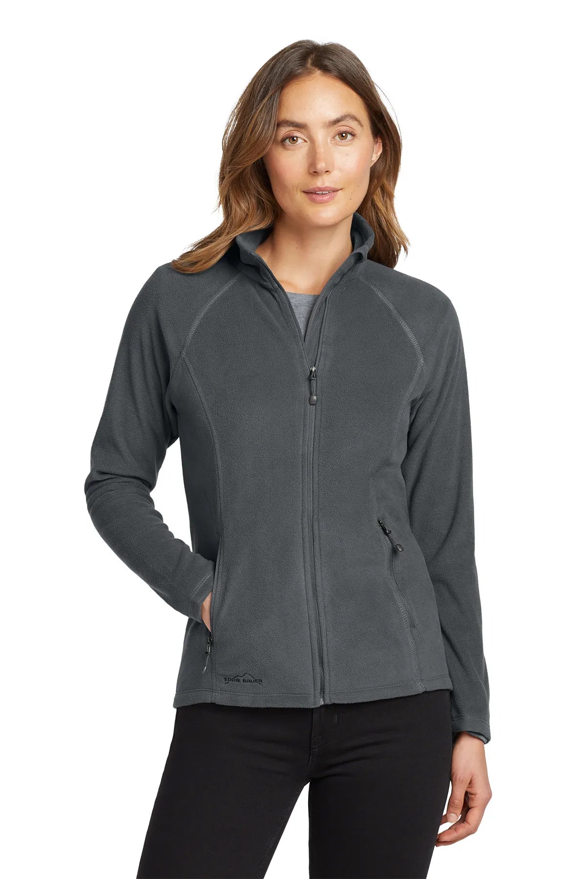 Eddie Bauer® Ladies Full-Zip Microfleece Jacket. EB225 Grey Steel_1