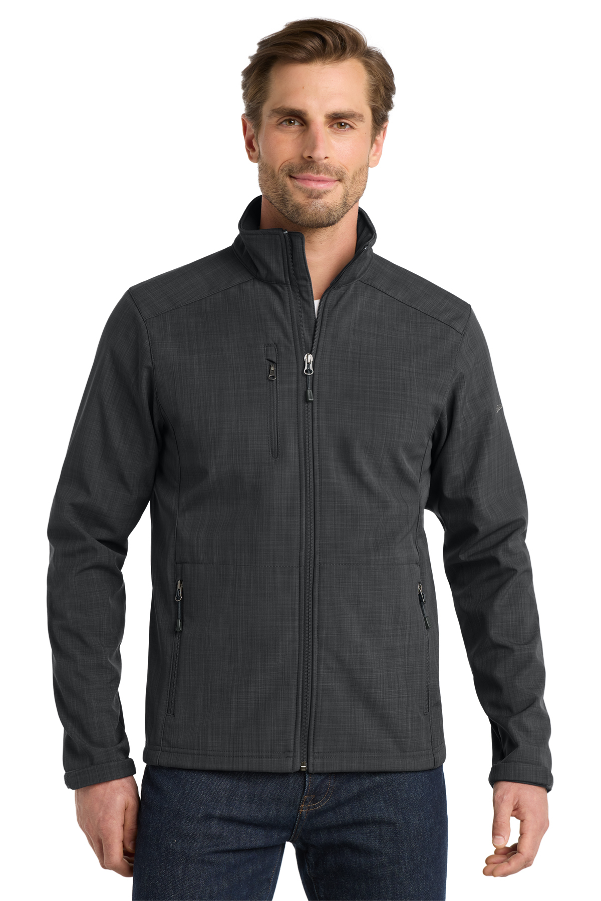 Eddie Bauer® Shaded Crosshatch Soft Shell Jacket. EB532 Grey-1