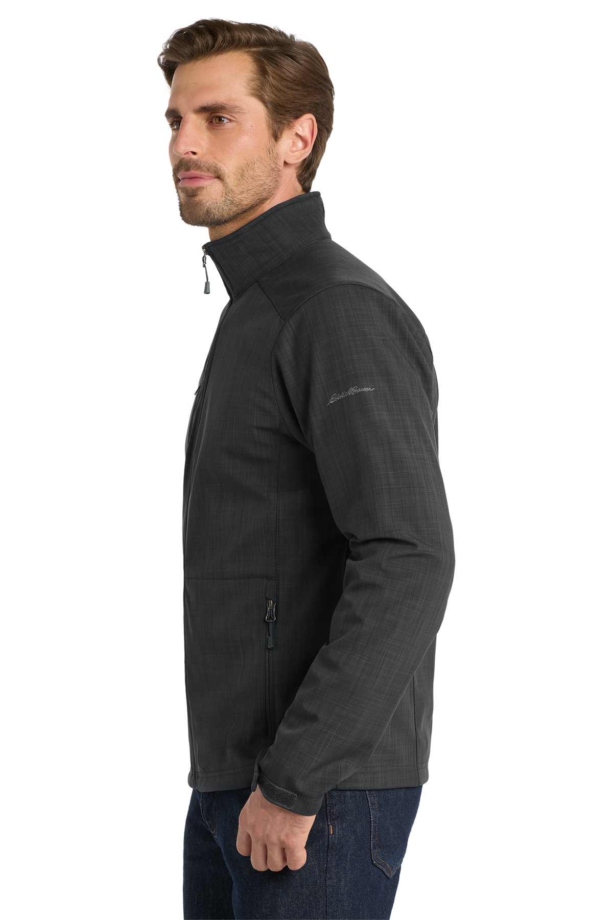 Eddie Bauer® Shaded Crosshatch Soft Shell Jacket. EB532 Grey-3
