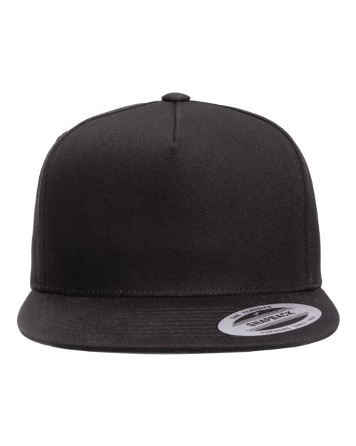 Five-Panel Cotton Twill Snapback Cap - black