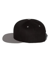Five-Panel Cotton Twill Snapback Cap Black Grey_1