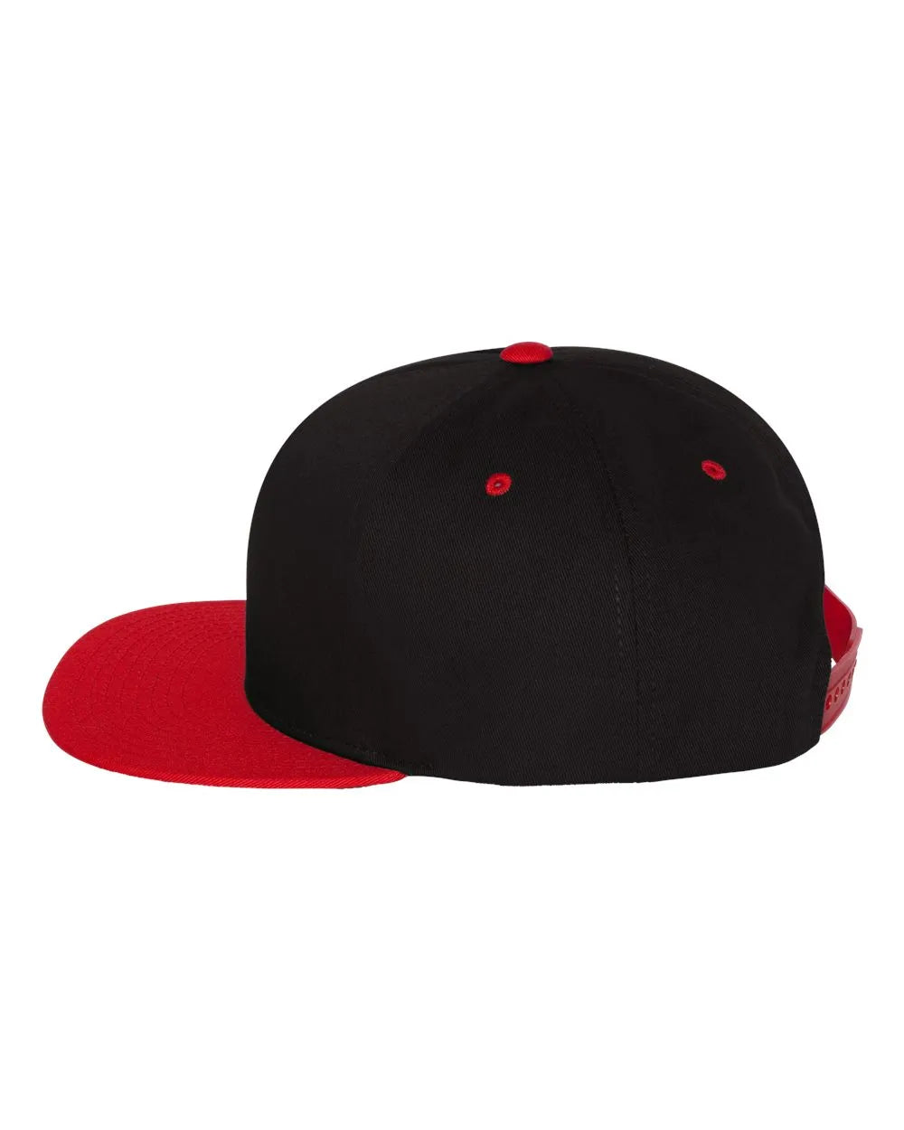 Five-Panel Cotton Twill Snapback Cap Black Red_1