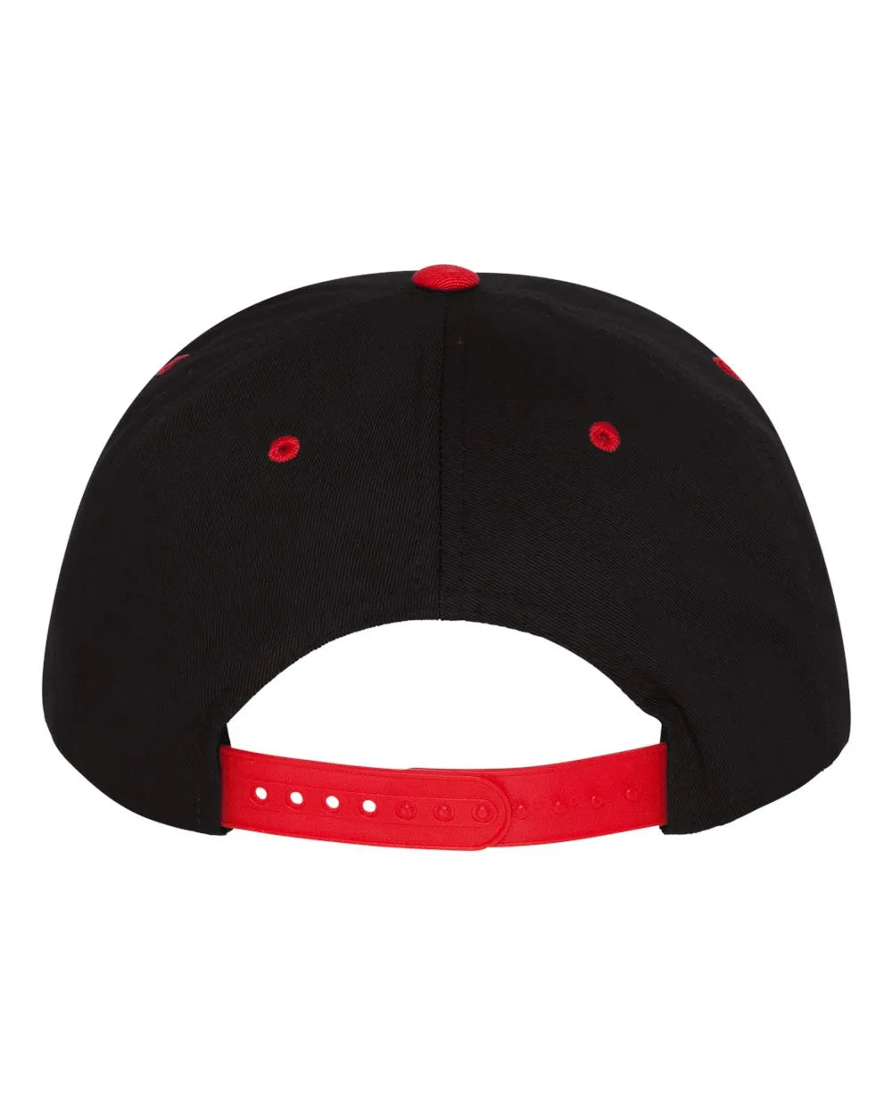 Five-Panel Cotton Twill Snapback Cap Black Red_2