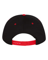 Five-Panel Cotton Twill Snapback Cap Black Red_2