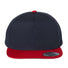 Five-Panel Cotton Twill Snapback Cap Navy Red