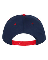 Five-Panel Cotton Twill Snapback Cap Navy Red_2