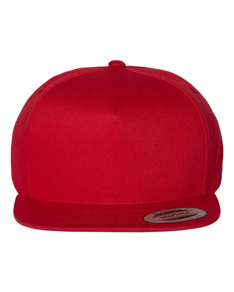 Five-Panel Cotton Twill Snapback Cap Red_1