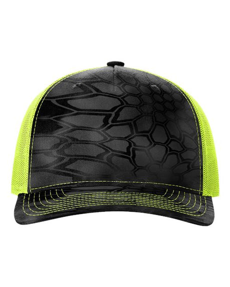Five-Panel Printed Trucker Cap Kryptek Typhon/ Neon Yellow