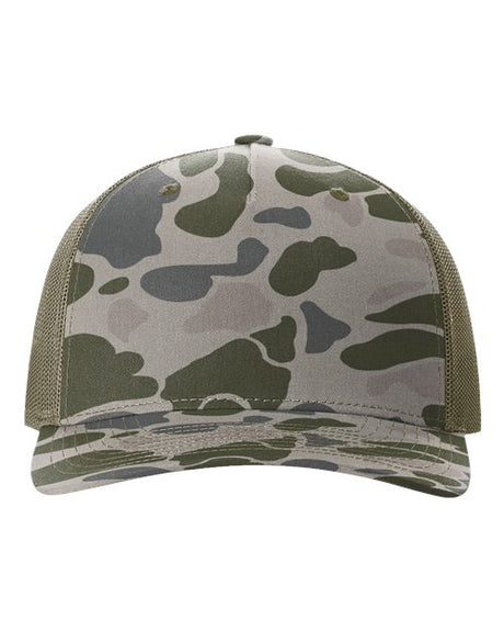 Five-Panel Printed Trucker Cap Marsh Duck Camo/ Loden