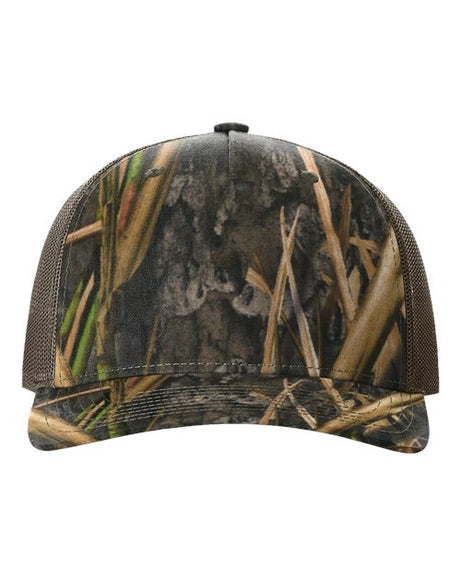 Five-Panel Printed Trucker Cap Mossy Oak Habitat/ Brown