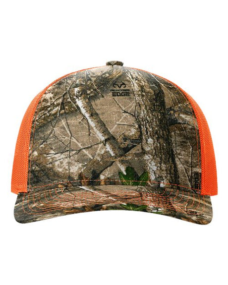 Five-Panel Printed Trucker Cap Realtree Edge/ Neon Orange