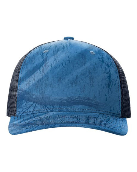 Five-Panel Printed Trucker Cap Realtree Fishing Light Blue/ Navy