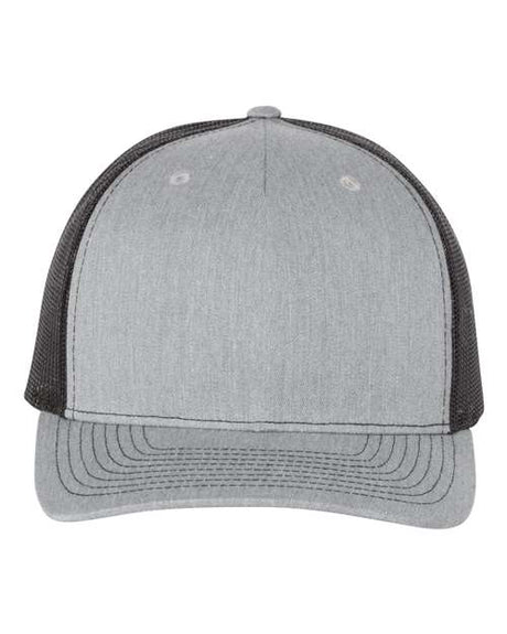 Five-Panel Trucker Cap - heather grey/ black