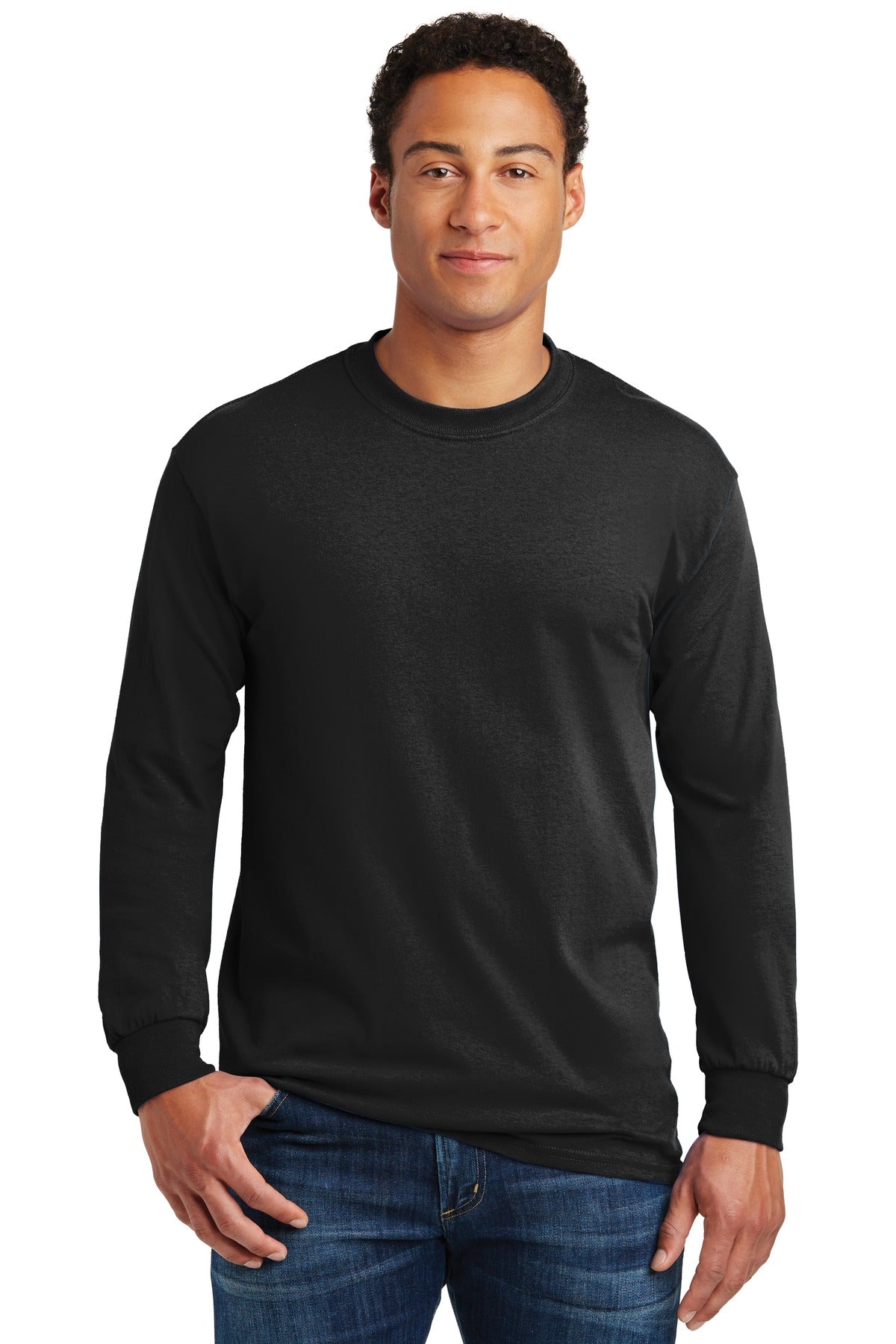 Gildan® - Heavy Cotton™ 100% Cotton Long Sleeve T-Shirt.  5400 - black