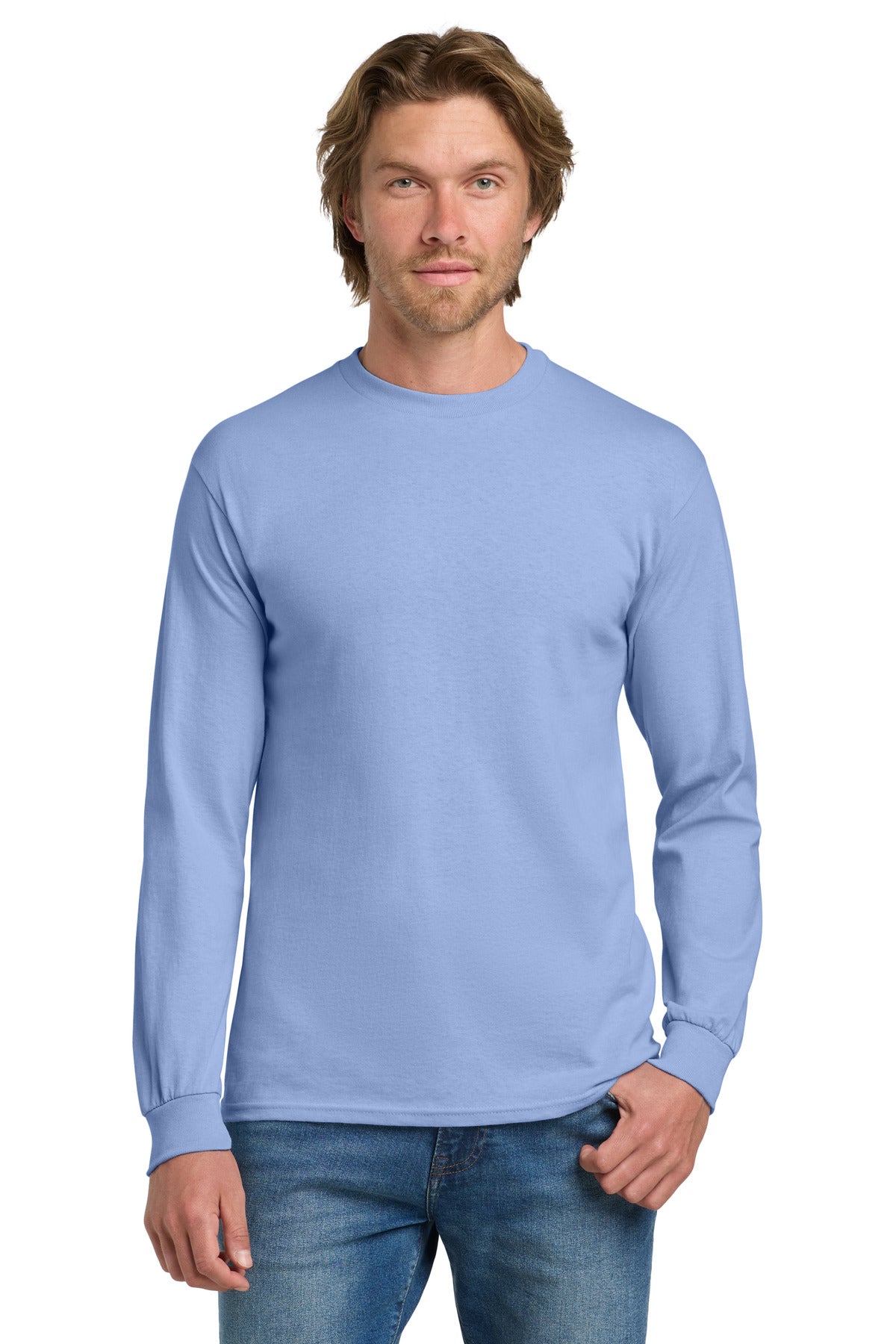 Gildan® - Heavy Cotton™ 100% Cotton Long Sleeve T-Shirt.  5400 - carolina blue