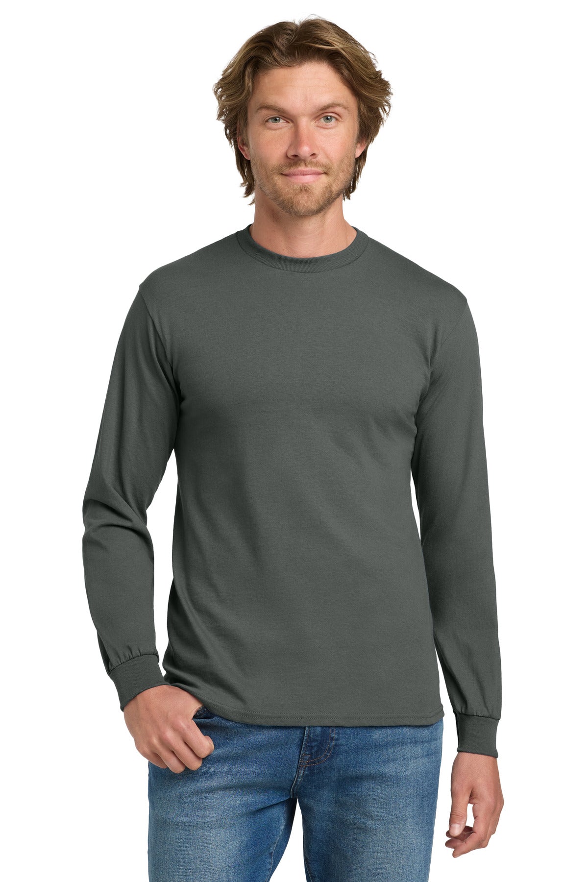 Gildan® - Heavy Cotton™ 100% Cotton Long Sleeve T-Shirt.  5400 - charcoal