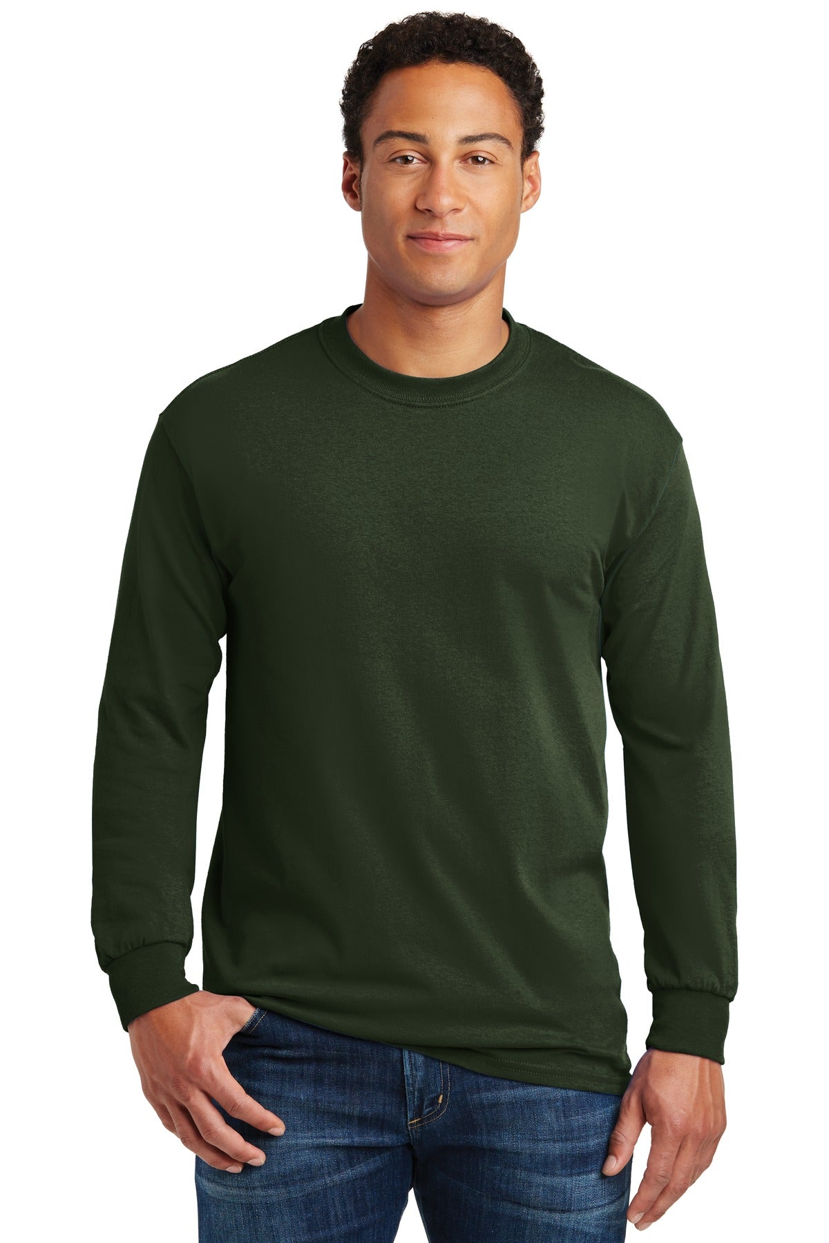 Gildan® - Heavy Cotton™ 100% Cotton Long Sleeve T-Shirt.  5400 - forest