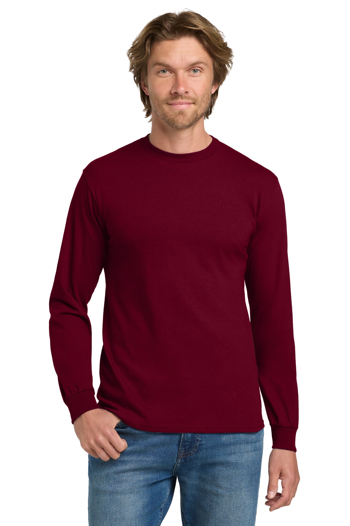 Gildan® - Heavy Cotton™ 100% Cotton Long Sleeve T-Shirt.  5400 - garnet