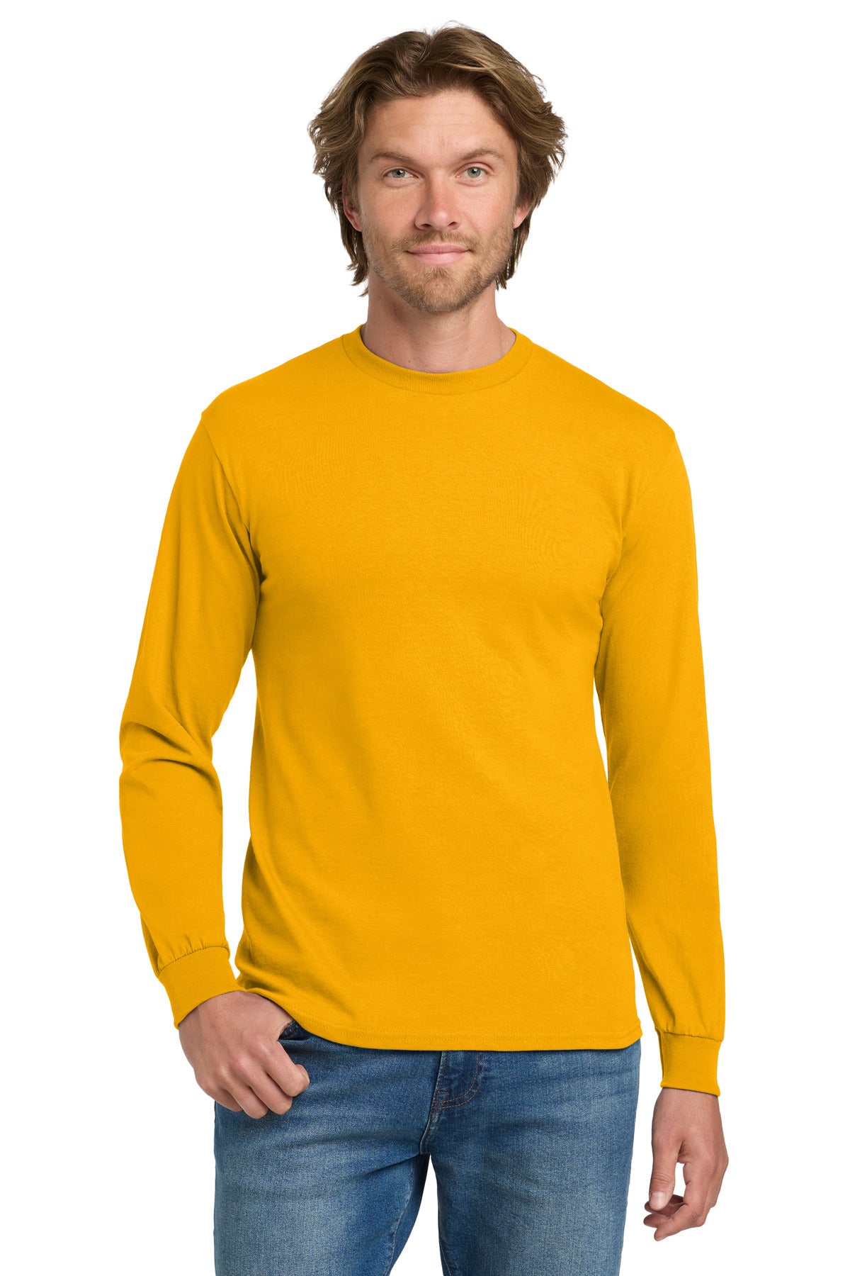 Gildan® - Heavy Cotton™ 100% Cotton Long Sleeve T-Shirt.  5400 - gold
