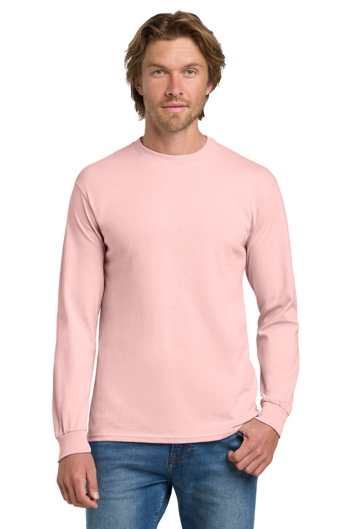 Gildan® - Heavy Cotton™ 100% Cotton Long Sleeve T-Shirt.  5400 - light pink