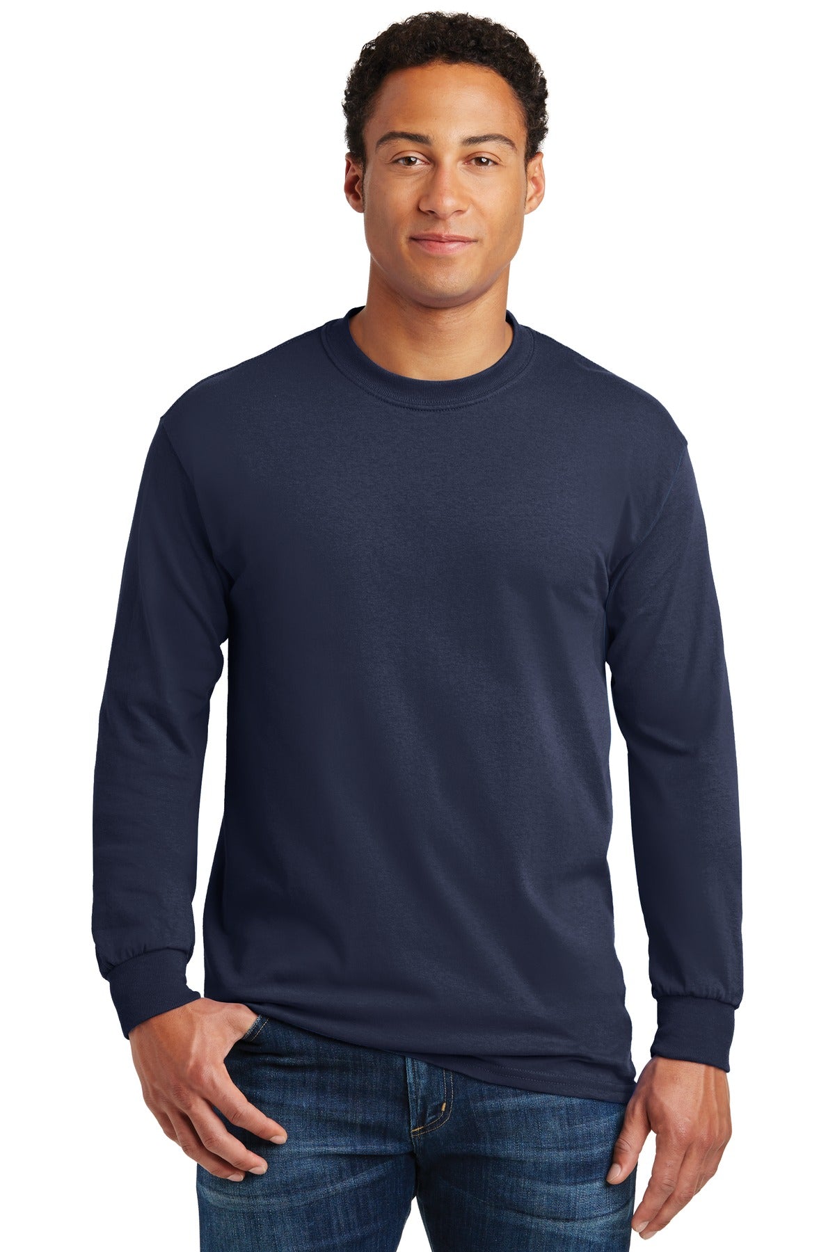Gildan® - Heavy Cotton™ 100% Cotton Long Sleeve T-Shirt.  5400 - navy
