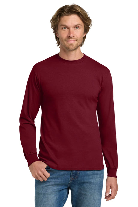 Gildan® - Heavy Cotton™ 100% Cotton Long Sleeve T-Shirt.  5400 Cardinal Red_1