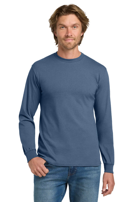 Gildan® - Heavy Cotton™ 100% Cotton Long Sleeve T-Shirt.  5400 Indigo Blue_1