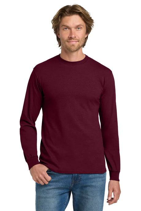 Gildan® - Heavy Cotton™ 100% Cotton Long Sleeve T-Shirt.  5400 Maroon_1