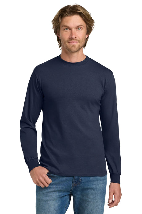 Gildan® - Heavy Cotton™ 100% Cotton Long Sleeve T-Shirt.  5400 Navy_1