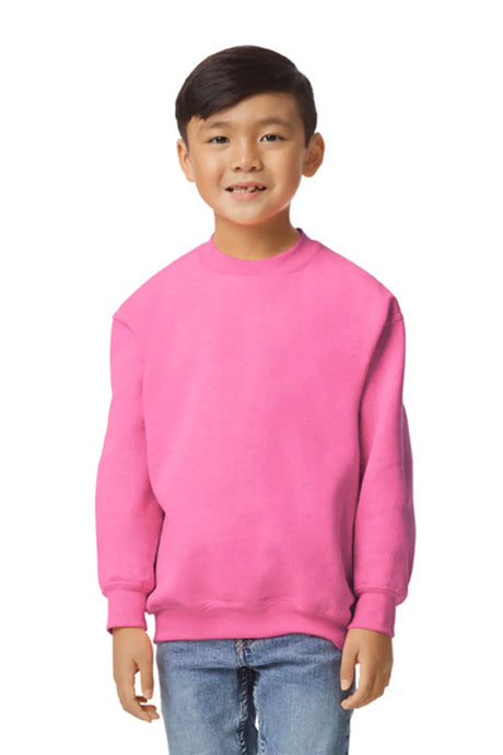 Gildan® - Youth Heavy Blend™ Crewneck Sweatshirt.  18000B Safety Pink