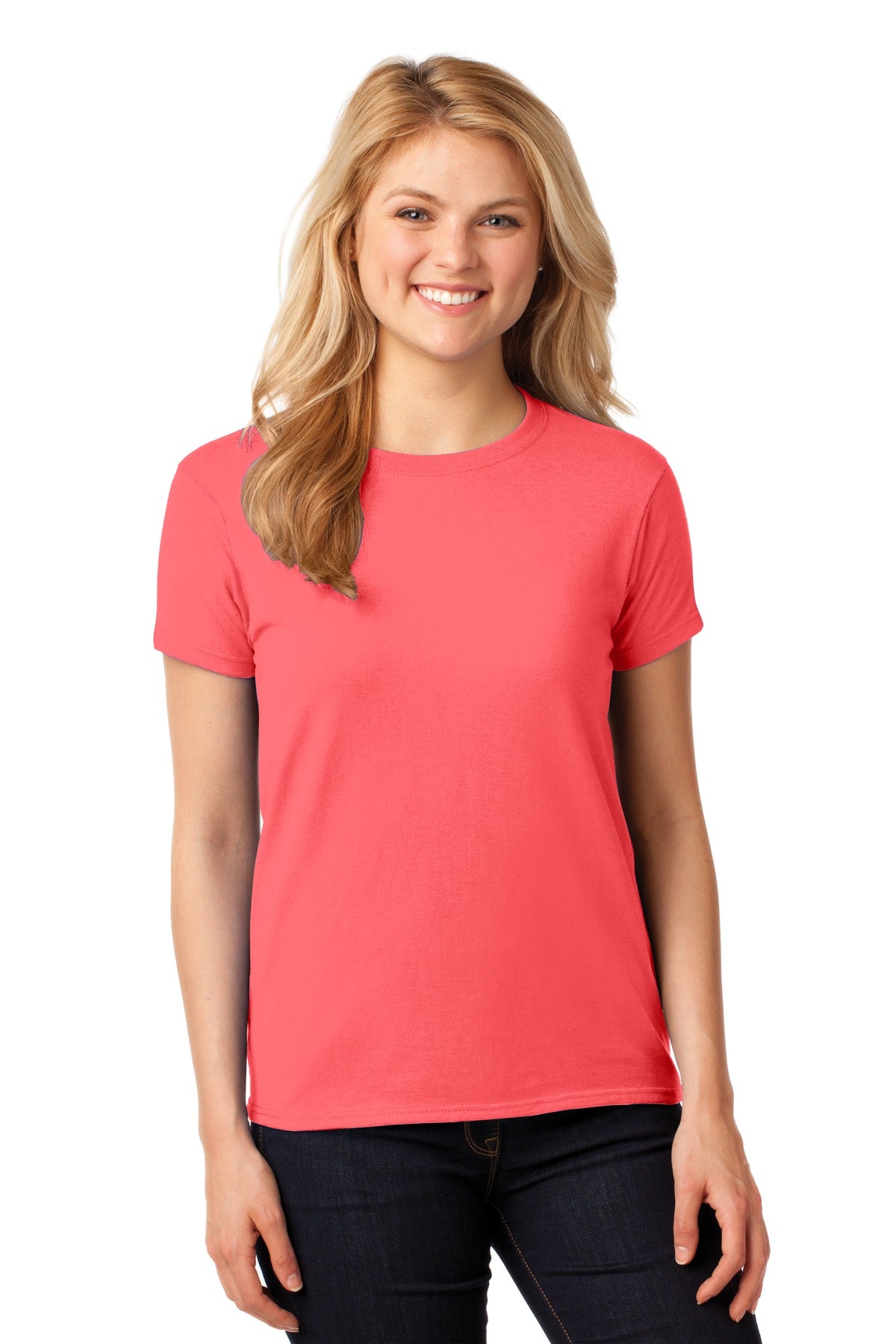 Gildan® Ladies Heavy Cotton™ 100% Cotton T-Shirt. 5000L - coral silk