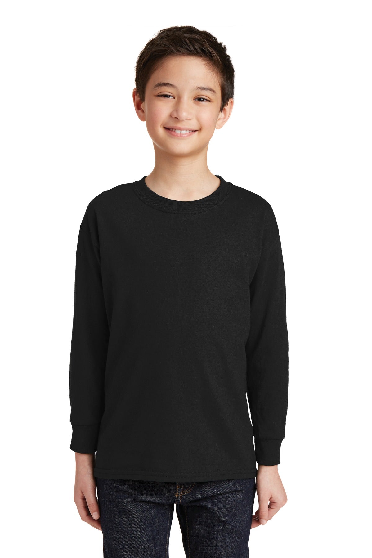 Gildan® Youth Heavy Cotton™ 100% Cotton Long Sleeve T-Shirt. 5400B - black