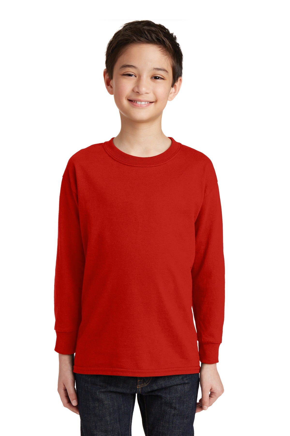 Gildan® Youth Heavy Cotton™ 100% Cotton Long Sleeve T-Shirt. 5400B - red