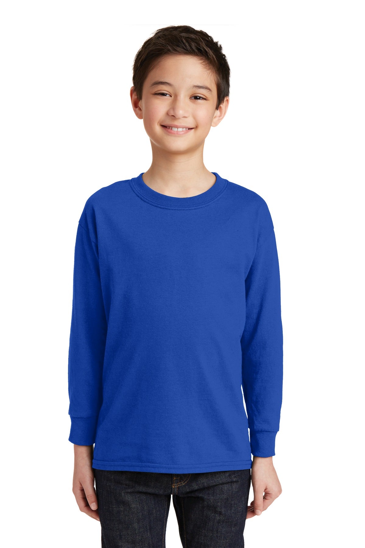 Gildan® Youth Heavy Cotton™ 100% Cotton Long Sleeve T-Shirt. 5400B - royal