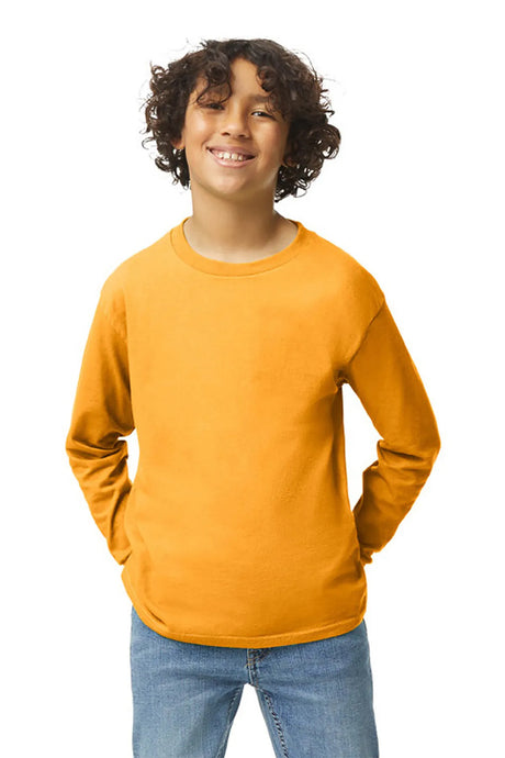 Gildan® Youth Heavy Cotton™ 100% Cotton Long Sleeve T-Shirt. 5400B Gold - 1