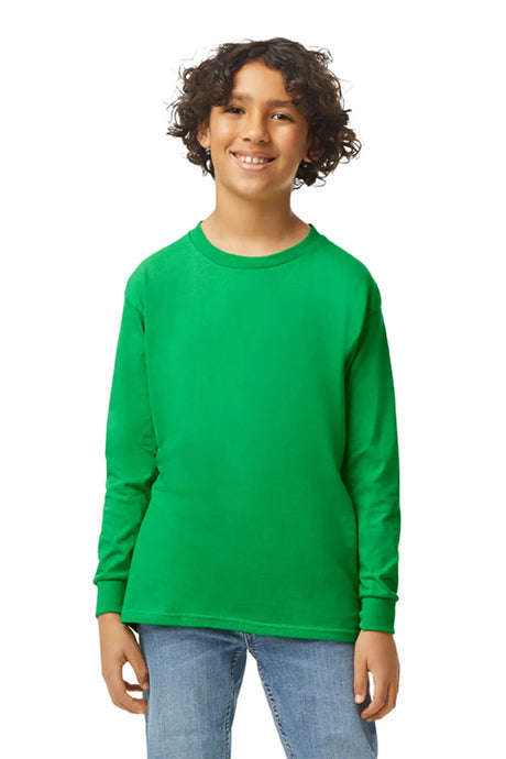 Gildan® Youth Heavy Cotton™ 100% Cotton Long Sleeve T-Shirt. 5400B Irish Green_1