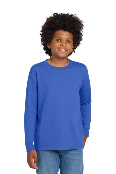 Gildan® Youth Heavy Cotton™ 100% Cotton Long Sleeve T-Shirt. 5400B Royal_1