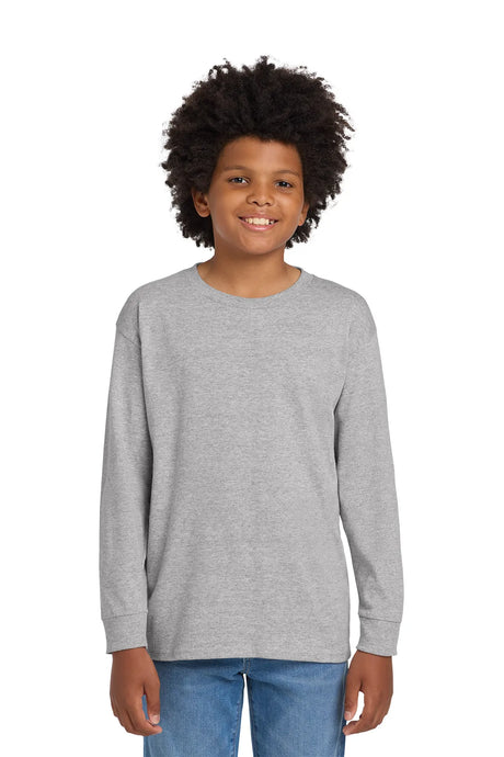 Gildan® Youth Heavy Cotton™ 100% Cotton Long Sleeve T-Shirt. 5400B Sport Grey_1