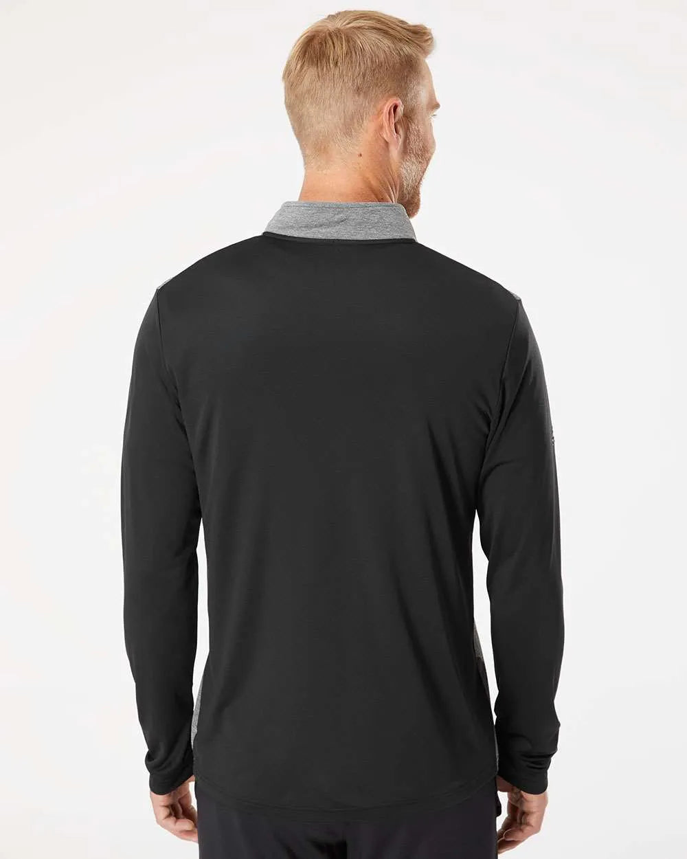 Heather Block Print Quarter-Zip Pullover black melange/ black/ grey three_2